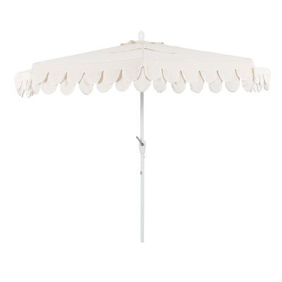Demi-parasol de terrasse de style Mid-Century festonné avec manivelle, bouton inclinable et protection UV 9 pi Terrace Arc Classic