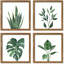 Ensemble de 4 encadrements de salle de bain encadrés pour la décoration murale de plantes vertes