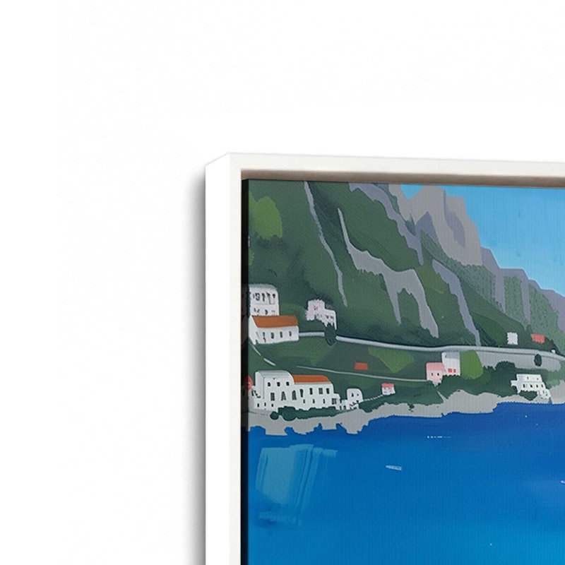 Ensemble de 2 impressions Amalfi Blue Horizon, 12 po x 18 po, Cadre flottant blanc opaque