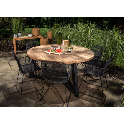 Lovena 6 - Person Premium All-Weather Wicker Patio Dining Set with Round Table