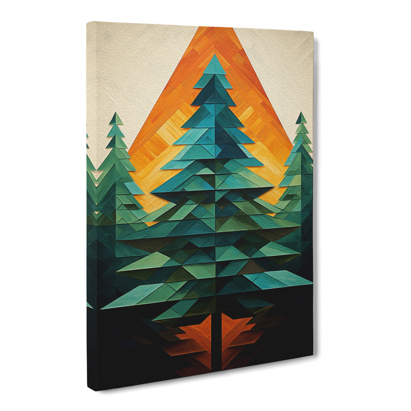 Pine Tree Geometric No.2 - Wrapped Canvas, 76cm H x 50cm W x 3cm D