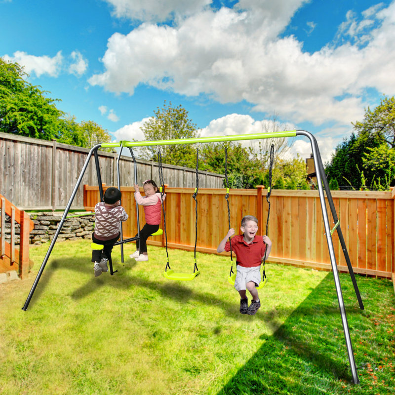 Balançoire extérieure pour enfants de 3 ans et plus: construction en métal lime avec une capacité de 440 lb et un style de jeu contemporain