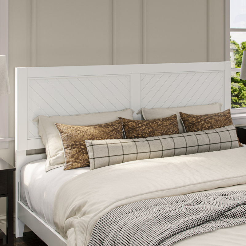 Lit plateforme en bois massif Jeinny, White, King