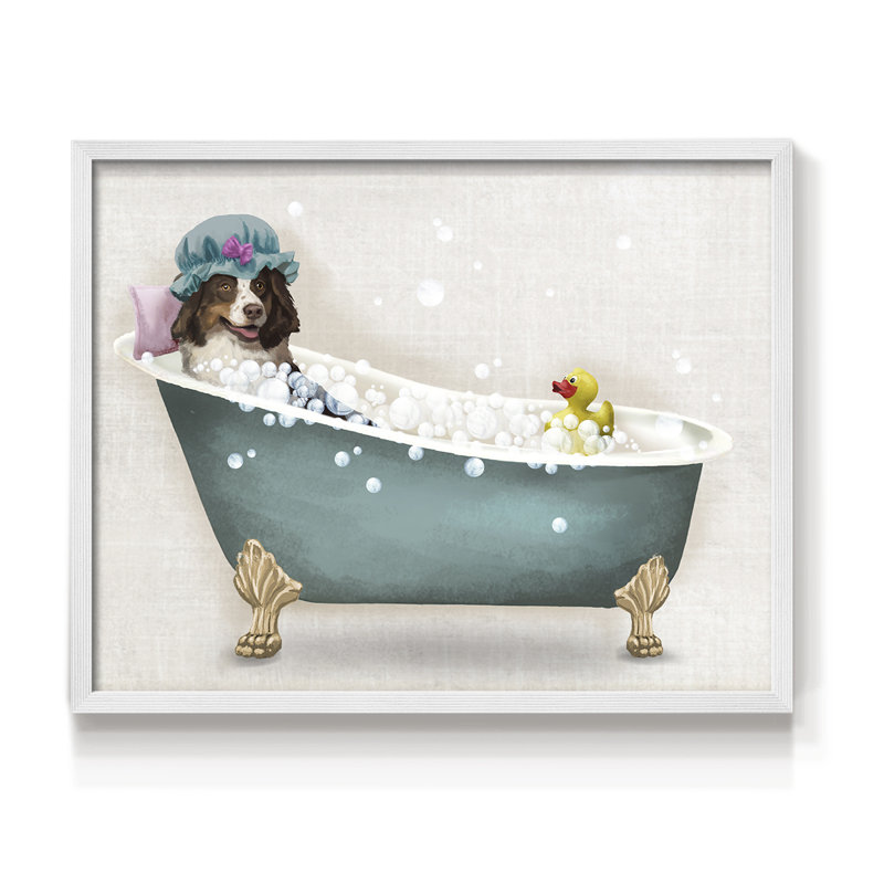 Bath Dogs II -Framed Print - Restickable, H 8 po x l 10 po, Blanc