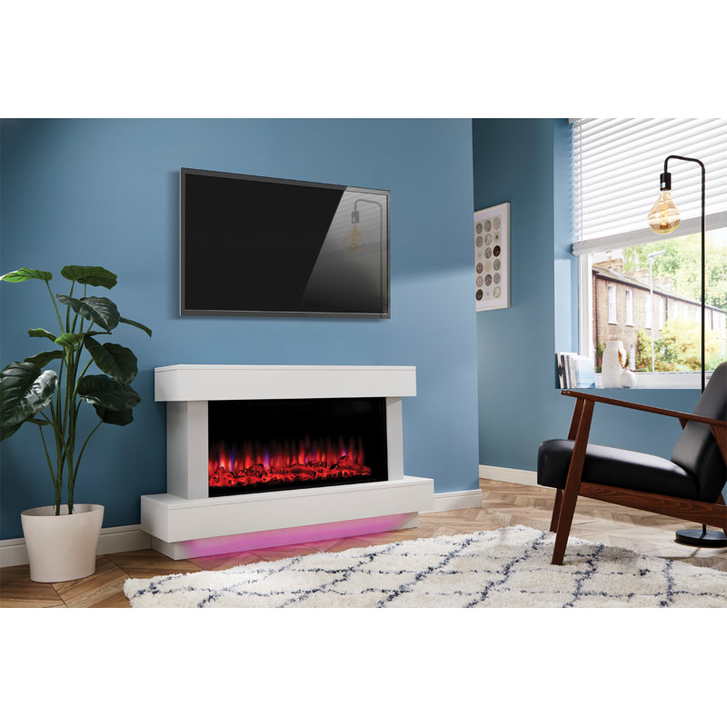 Bourne Suncrest 125cm W White Electric Fireplace