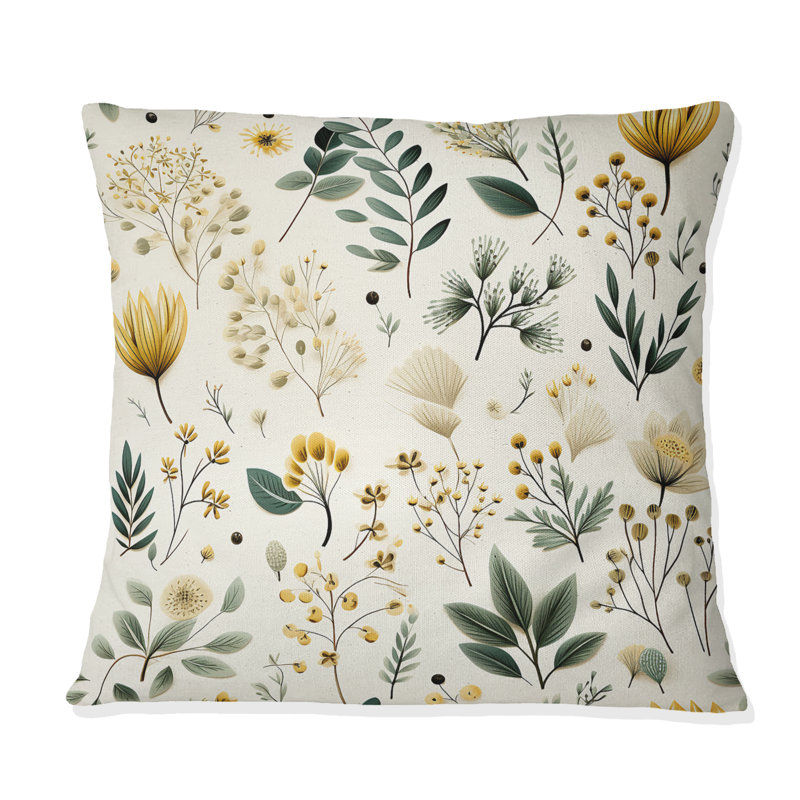 Coussin décoratif en polyester à motif floral bohème Botanical Neutrals, H 16 po x l 16 po