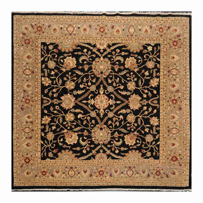 One-of-a-Kind Feysal Hand-Knotted 8'8'' x 8'8'' Wool Area Rug in Black