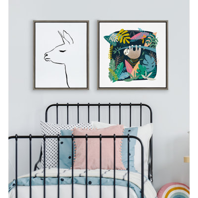 «Minimalist Llama» par Teju Reval, reproduction d'art sur toile encadrée