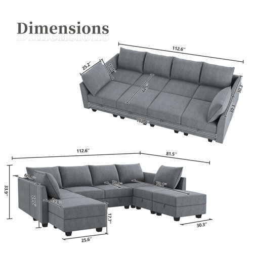 Latitude Run® 8 - Piece Oversized Modular Upholstered Sectional ...
