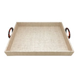 Coconut Grove Faux Grasscloth Tray With Tortoise Handles
