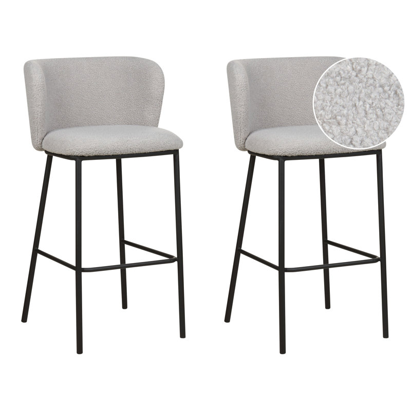 Mina Upholstered Counter Stool with Metal Frame, Grey