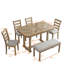 Ensemble de table de salle à manger 6 pièces en bois d'hévéa avec placage en bois massif et coussin moelleux-1435653797