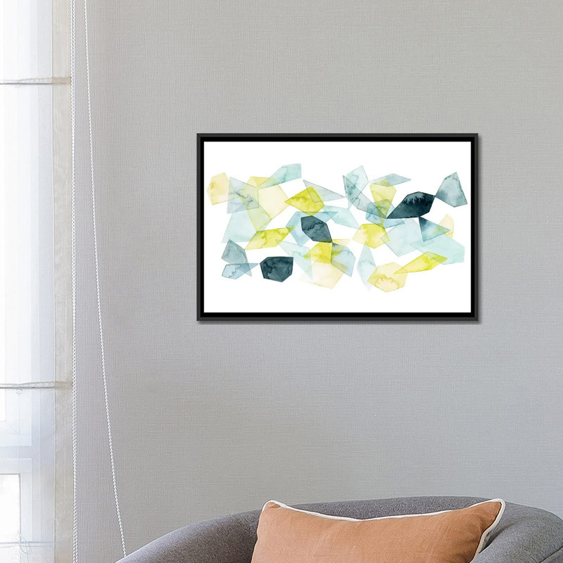 « mer abstract abstract i », impression sur toile, H 18 po x l 26 po x P 1,5 po, Toile avec cadre noir, Pas de tapis