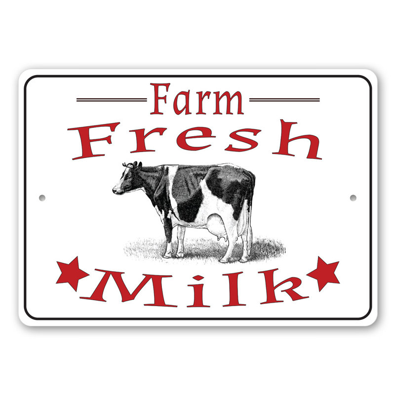 Plaque en aluminium Fresh Milk, H 12 po x l 18 po x P 0,06 po