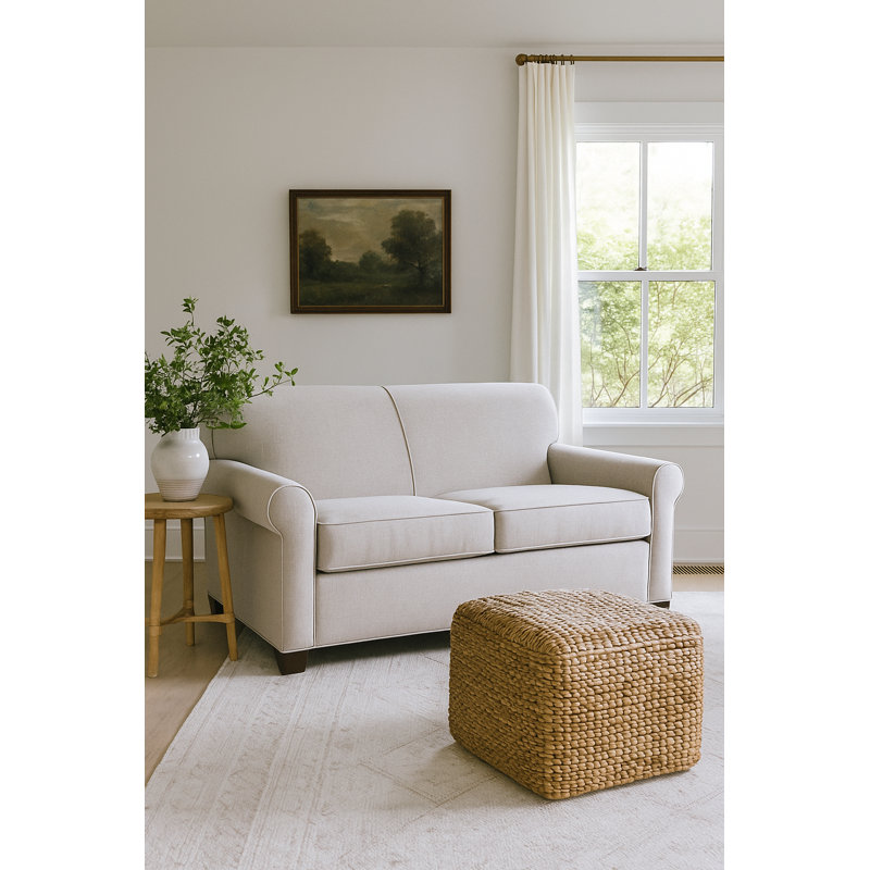 Finn 59" Rolled Arm Sofa Bed Loveseat with Reversible Cushions, Ridgecrest Meadow, BM Cherry