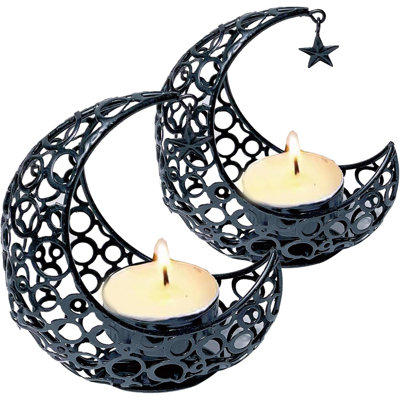 Moon Tealight Candle Holder Set (2 Pcs)