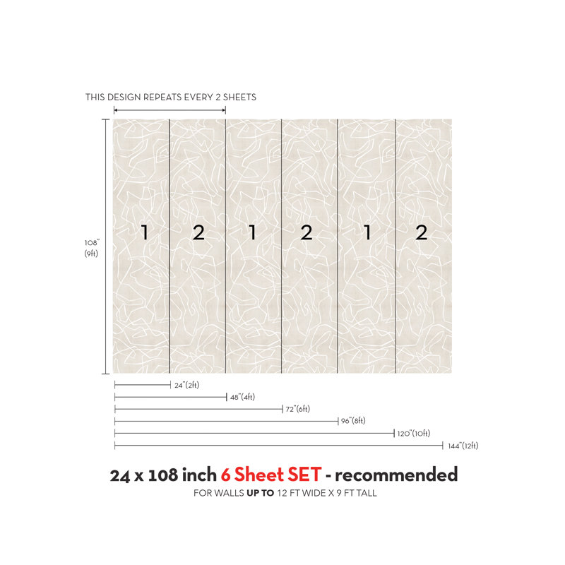 Murale Chadlee, Beige, L 9 pi x l 48 po