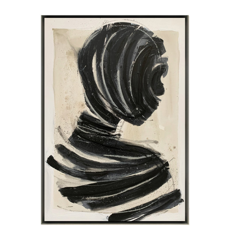 Interno Nero 2 Luxury Artwork, Silver, 70 cm H x 94 cm W