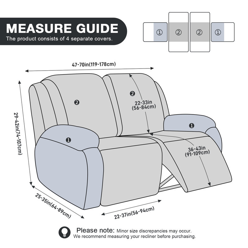 Housse pour fauteuil inclinable extensible 2 places Wald, Housse pour causeuse inclinable