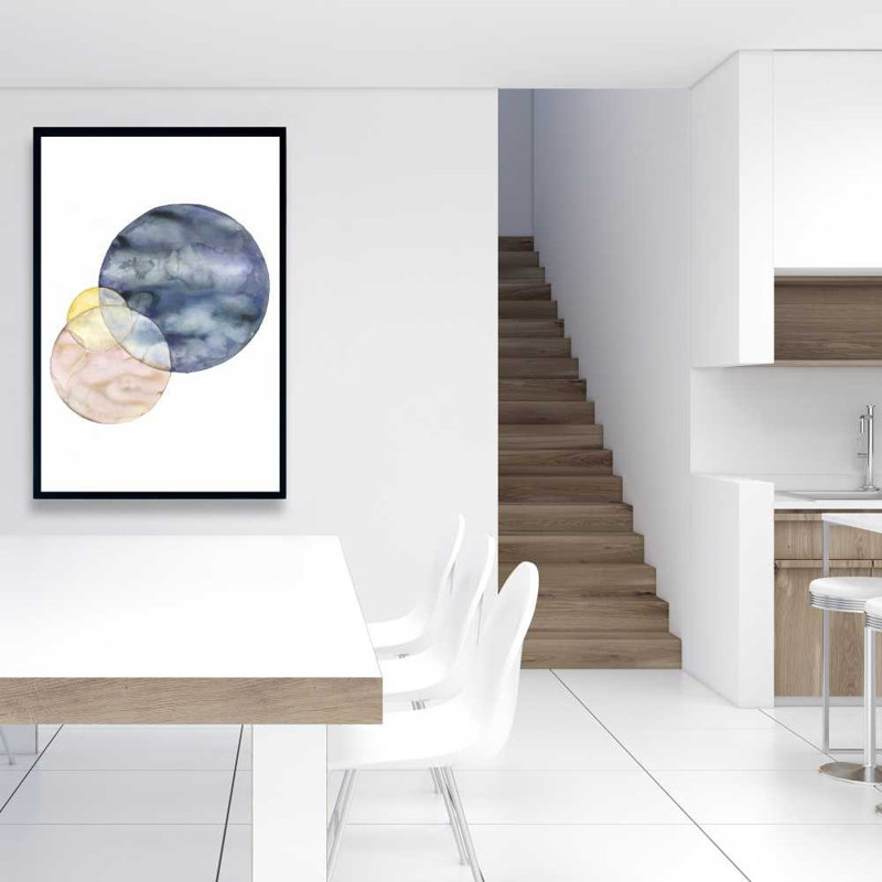 Circles - Pattern Blue Framed Canvas for Stylish Home Decor