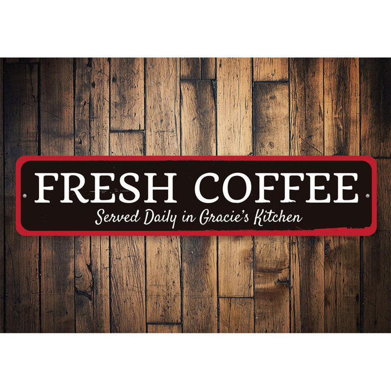 Plaque en aluminium Fresh Coffee, H 6 po x l 24 po x P 0,06 po