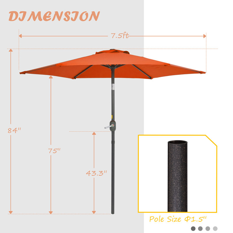 Parasol de marché 7,5 pi Blaise, Orange-rouge