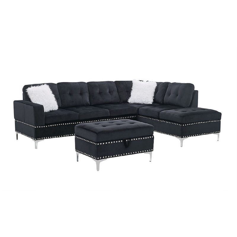 Canapé modulaire 2 pièces Naiden, Noir