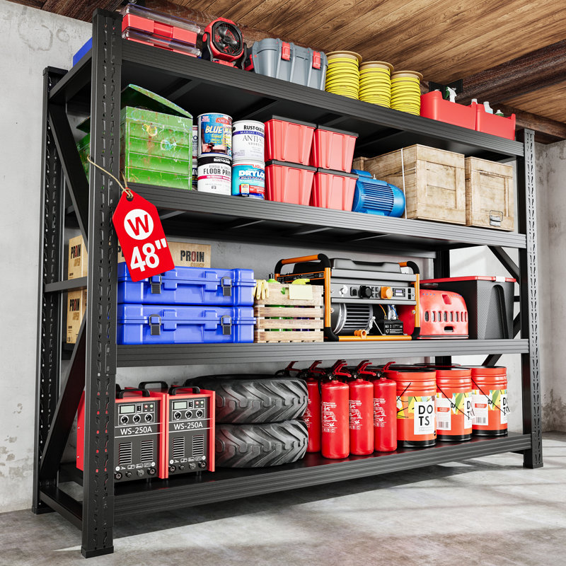 Tablettes robustes en acier à 4 niveaux Aiza - Support de rangement réglable pour garage, entrepôt, garde-manger et coffres