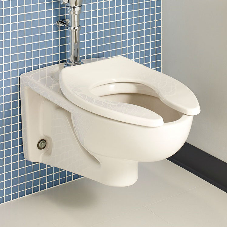White Ceramic Wall-Hung Elongated Toilet Bowl
