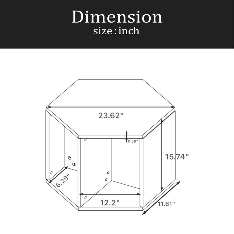 Table d'appoint hexagonale 23,62 po, Noir
