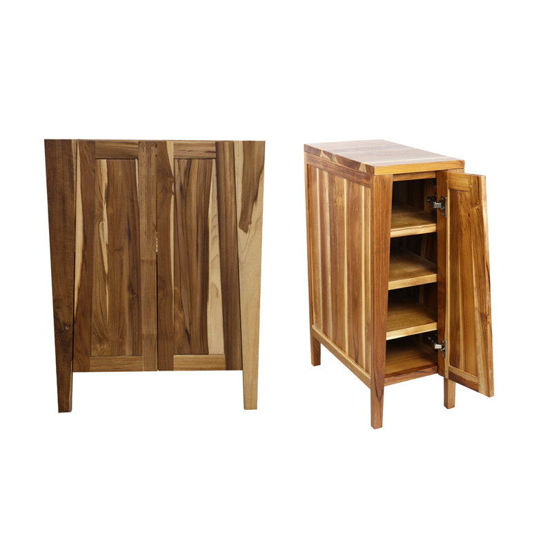 EcoDecors, meuble-lavabo simple en teck de 24 po Significado, y compris le meuble-lavabo autoportant de 12 po avec plateau en bois massif Signifiacado®, d'une largeur totale de 36 po