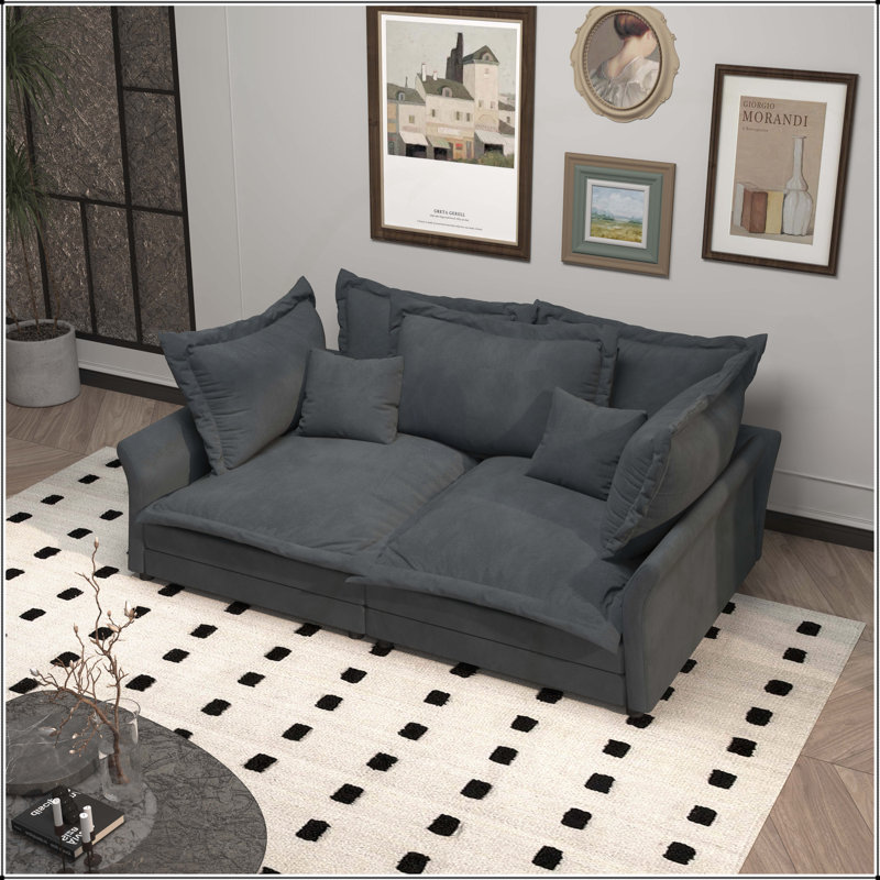 Canapé confortable de 90,55 pouces, siège profond avec plusieurs coussins moelleux, convertible en chaise longue pour une utilisation polyvalente