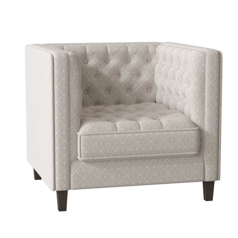 Jess Tufted Armchair, Gigi Platinum, Brown Mahogany
