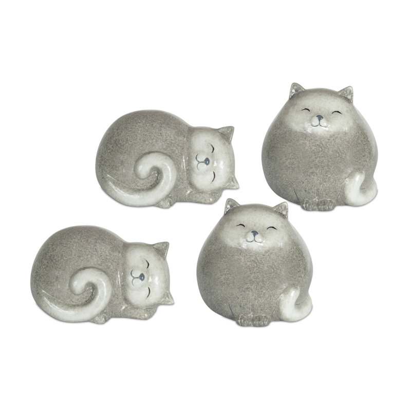 4 Piece Simoneaux Cat Figurine Set
