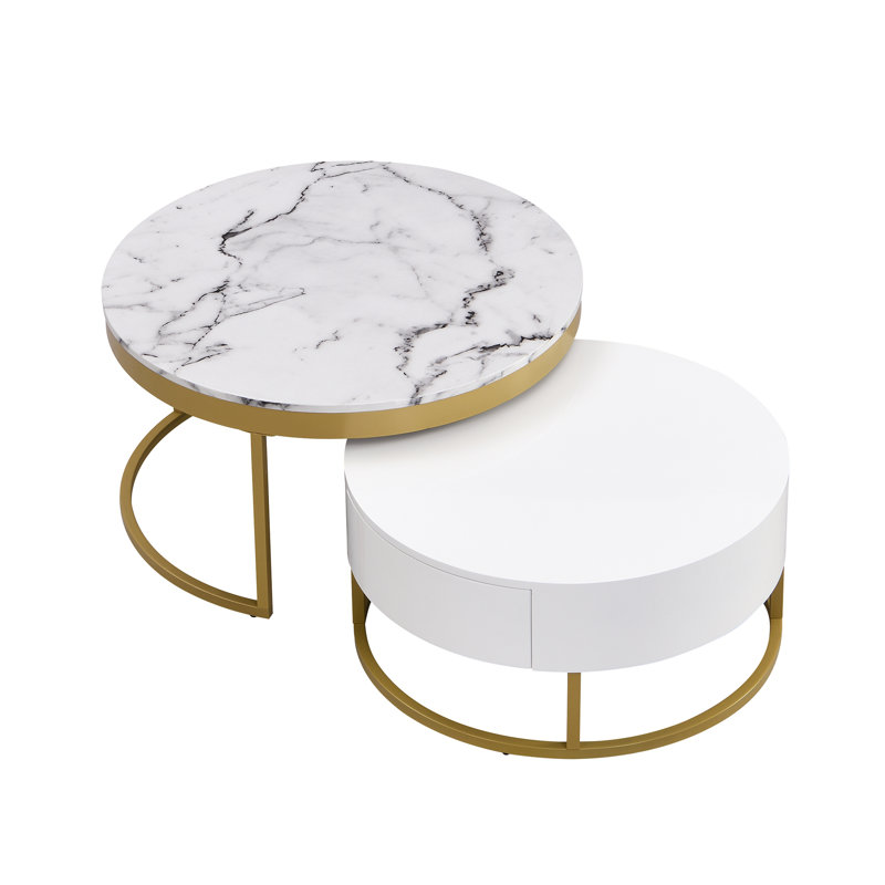 Nahom Nesting Coffee Table, Dark White