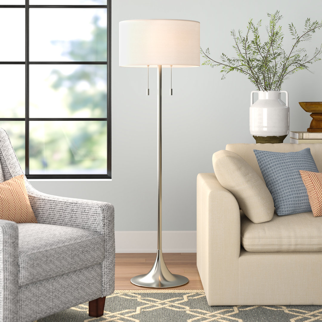 Aleezah 61" Floor Lamp Lark Manor™ Base Finish: Brushed steel
