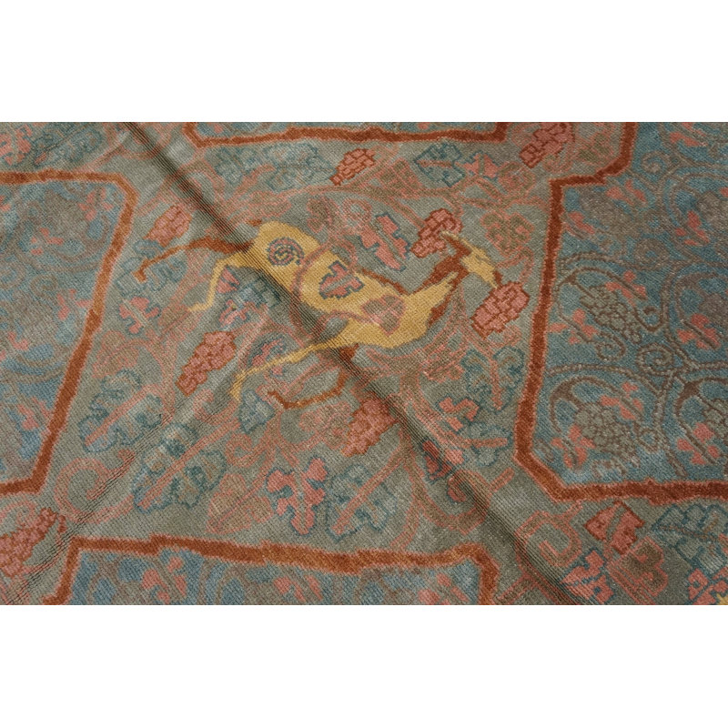 Artistic Art Nouveau Animal Design Room Size Antique Israeli Marbediah Rug