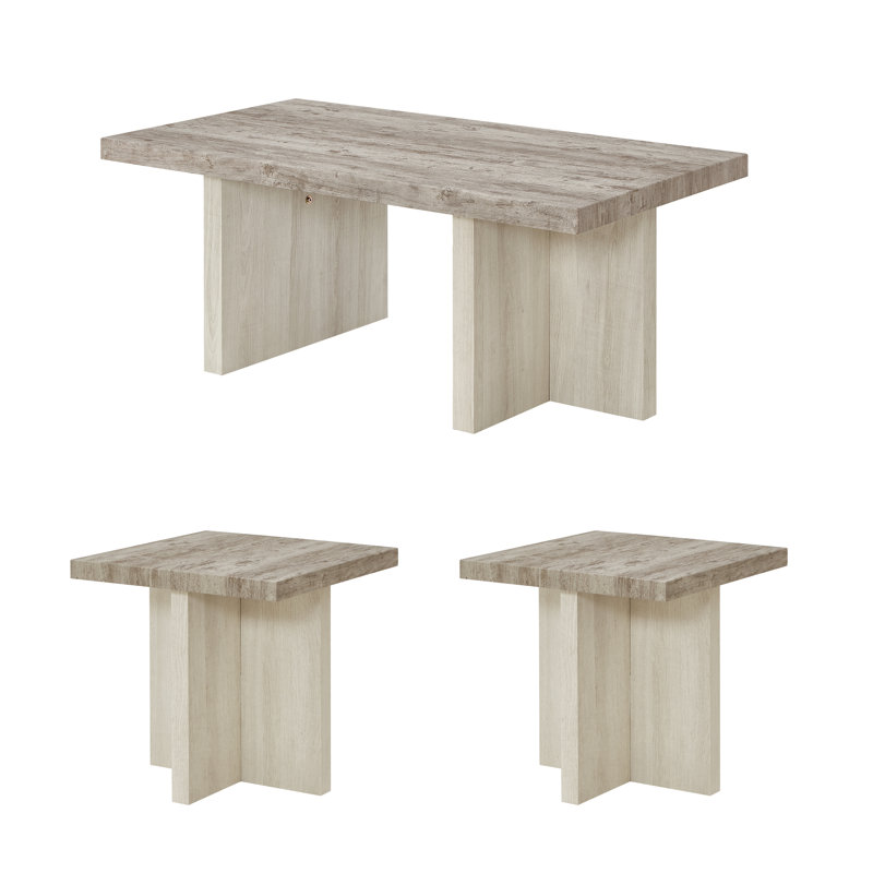 Ensemble de 3 tables basses, tables basses et 2 tables de bout Breunig, Gris/beige