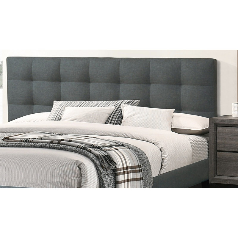 Mobilier de chambre à coucher moderne: lit double gris anthracite avec tête de lit élégante et plateforme avec structure rembourrée robuste
