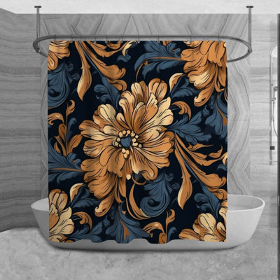 Rideau de douche Acanthus en méditerranéen brun / bleu