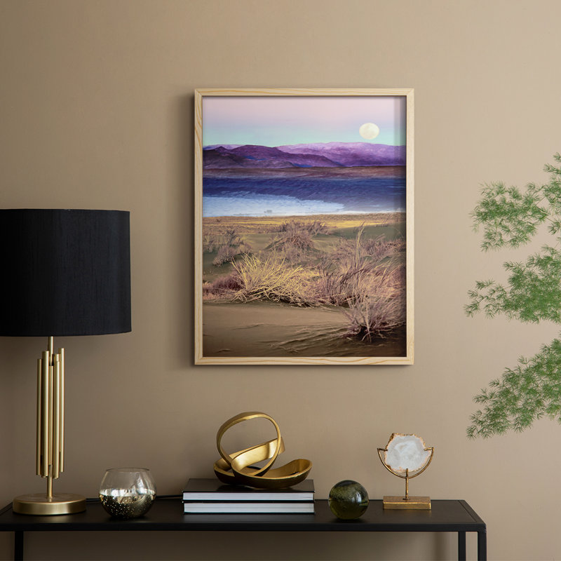 Moonrise, Namibia, reproduction encadrée - bois massif, H 30 po x l 24 po