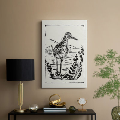 Oiseau de mer de style linogravure II - Cavas enveloppés de galerie