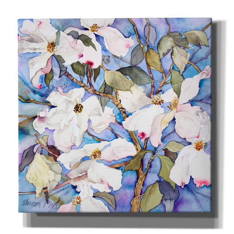 " Dogwoods, White " by Sharon Pitts, 12" H x 12" W x 0.75" D