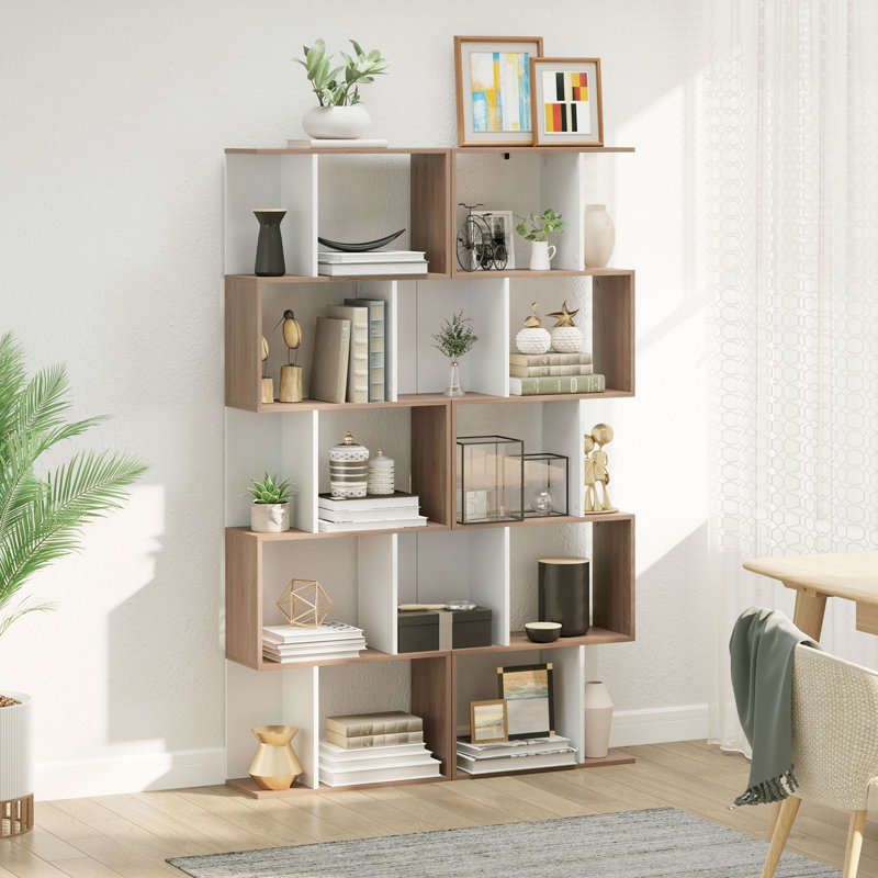 184.5cm H x 60cm W Standard Bookcase, Brown/White