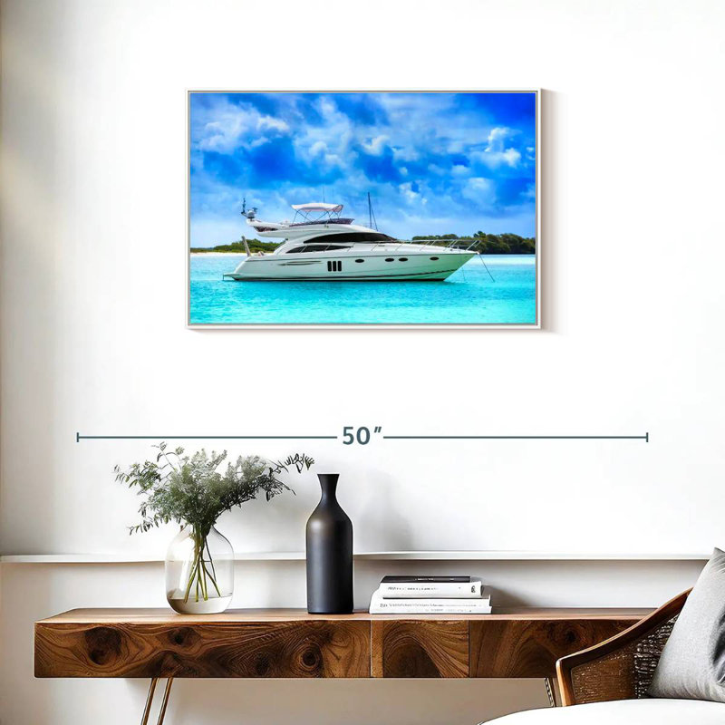 Yacht de luxe des Caraïbes, Cadre flottant blanc, 31 po x 21 po