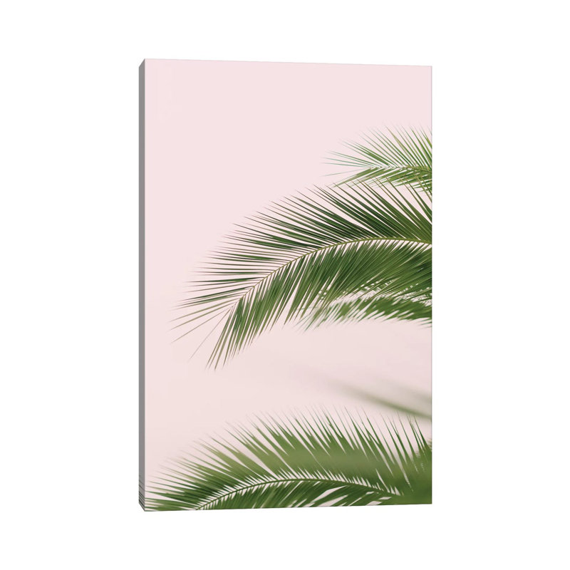 «Pink and Green Palm Tree» par - Toile tendue, H 18 po x l 12 po x P 1,5 po