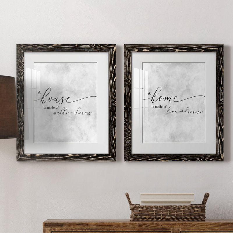 Une maison - ensemble de 2 reproductions d'art textuel, Blanc, H 31,5 po x l 47 po x P 1,5 po, H 20 po x l 17 po x P 1 po