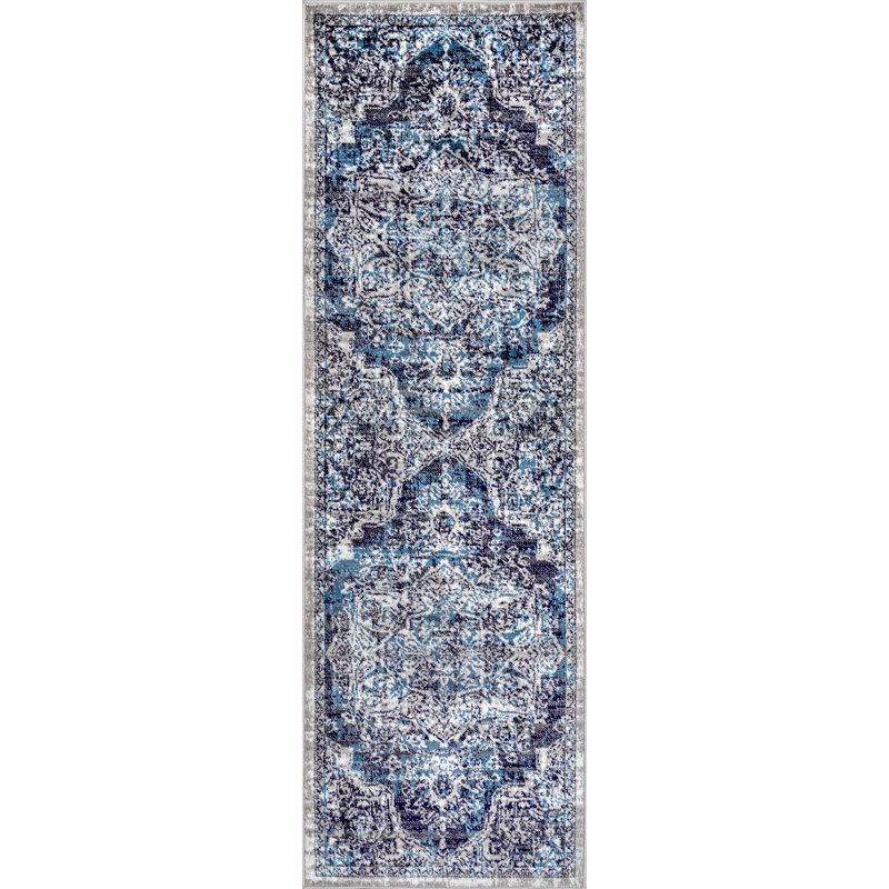 Doron Oriental Blue Area Rug, Runner 2'6" x 8'