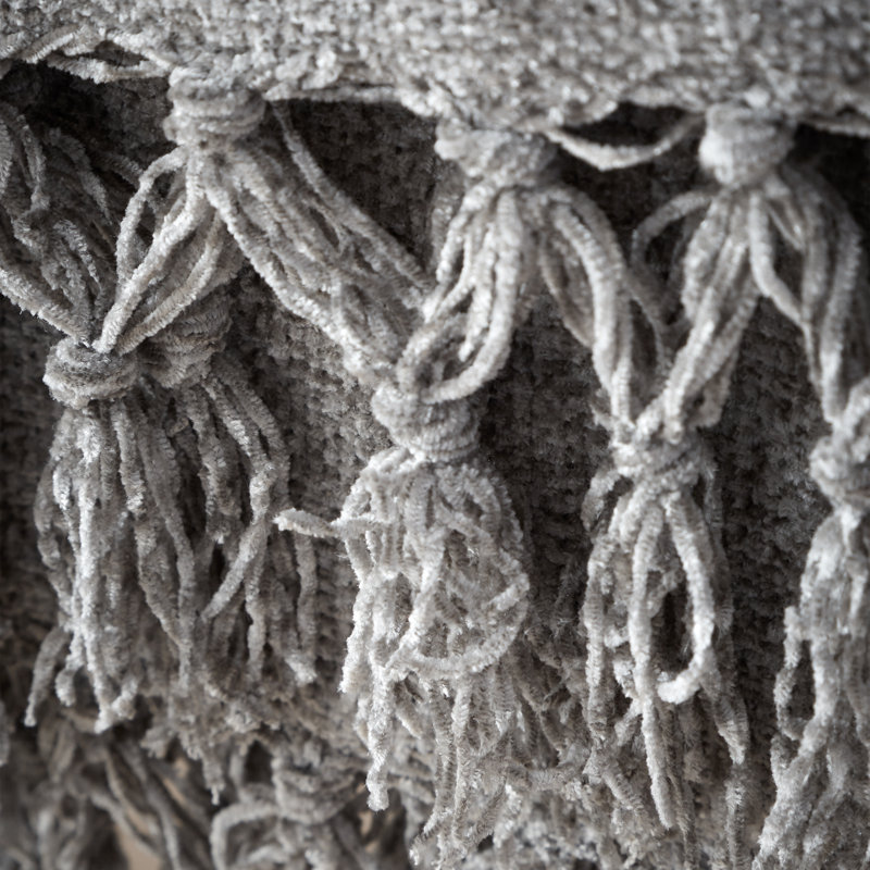 Wilson Plain Chenille Blanket Throw, Grey