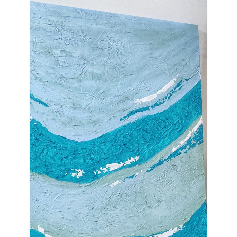 Tranquillity of Sea Vibes, art mural mixte - peinture sur toile par Kapil Vadhera, décor côtier contemporain pour chambres